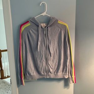 Whisper by Brodie pastel zip up sweater rainbow trim sleeves